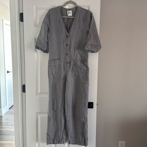 Zara 100% linen jumpsuit